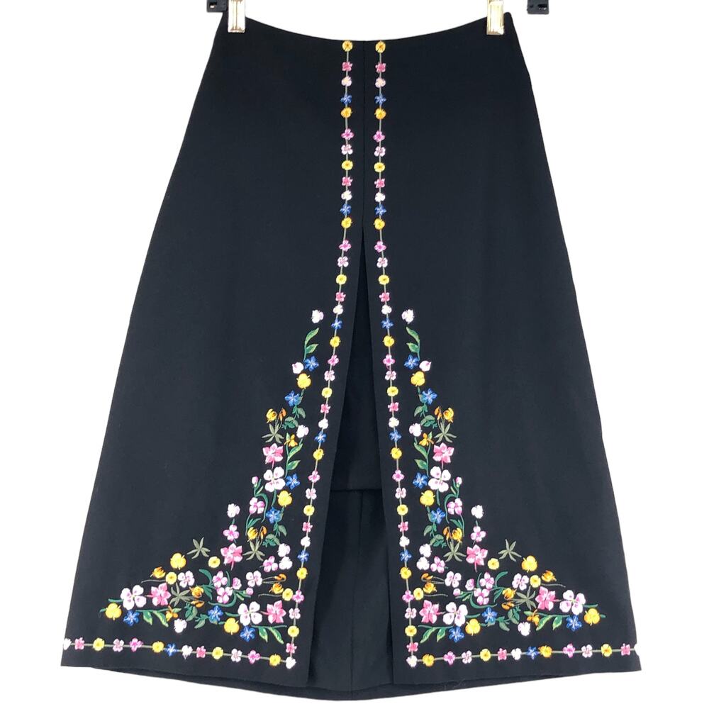 Ted Baker Womens Size 0 US 2 Vicks A Line Midi Skirt Embroidered Flowers Boho